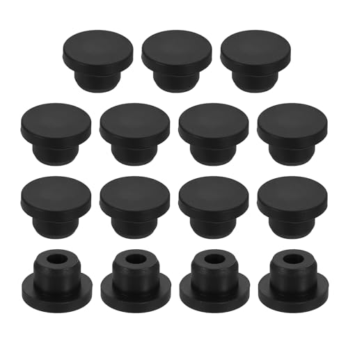 Image of uxcell 15Pcs Silicone Hole Plug, Waterproof Round Rubber Stoppers Bottle Seal Plugs Tube Pipe End Caps for 15mm /0.59 inch Hole for Bathtub Bottle, Black