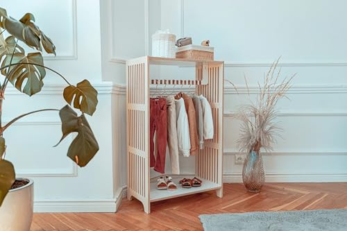 Armario Montessori infantil HINGI mueble de madera con barra y baldas 2