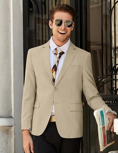 COOFANDY Mens Linen Casual Blazer Slim Fit Sport Coat Two Button Summer Suit Jacket Lightweight Business Sport Jacket3