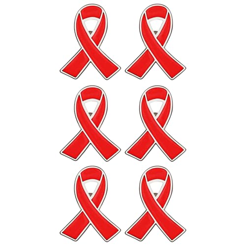 Image of 6Pcs Awareness Enamel Ribbon Lapel Pins Ribbon Brooch Pin for Charity Events Survivor Campaign Party Favors Supplies