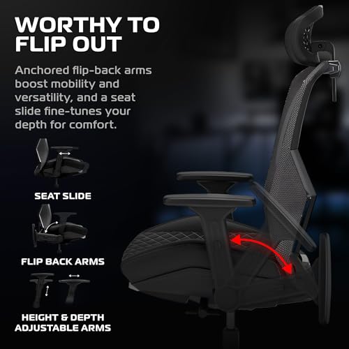 Image of RESPAWN SPIRE Ergonomic Office Chair with Lumbar Support, Mesh, Flip Arms