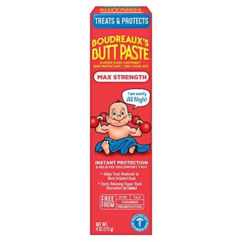 Boudreaux's Butt Paste Maximum Strength Diaper Rash Cream, Ointment for Baby, 4 oz Tube Cover
