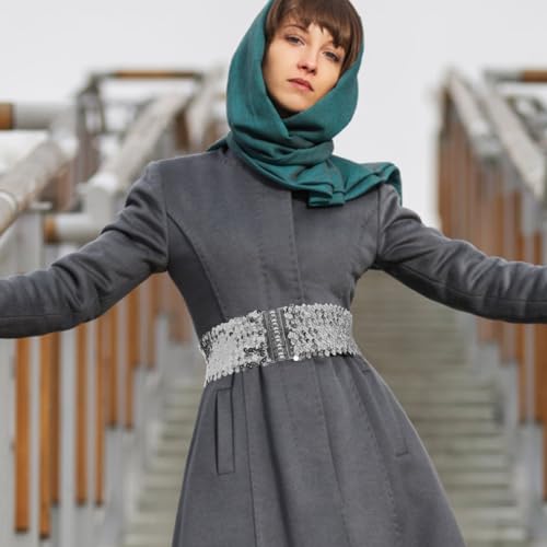 Sequin Belt for 70s 80s Costume Party,Wide Elastic Belt Waist Cinch Belt Cheerleader Stretchy Belt for Women Girl4