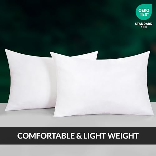 Image of ROYALE LINENS 14 x 22 Pillow Insert - Down Alternative Throw Pillows Insert - Square Pillow Pack of 2 White - Bed & Couch Pillows - Inner Cushion for Bed, Cushion for Living Room - Shams Stuffer