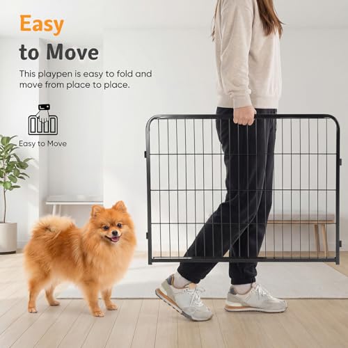 Image of NEWBULIG Dog Playpen for Indoor 24 Inch 6 Panels - Portable Heavy Duty Metal Pet Exercise Pen with Door, Foldable Small Dog Puppy Playpen Fence for Outdoor RV, Camping, Yard, Garden