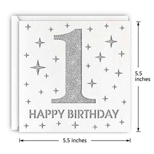 MAGJUCHE Silver 1st Birthday Card, Laser Cut Glitter Girl Boy Age 1 Gift For Daughter, Son2