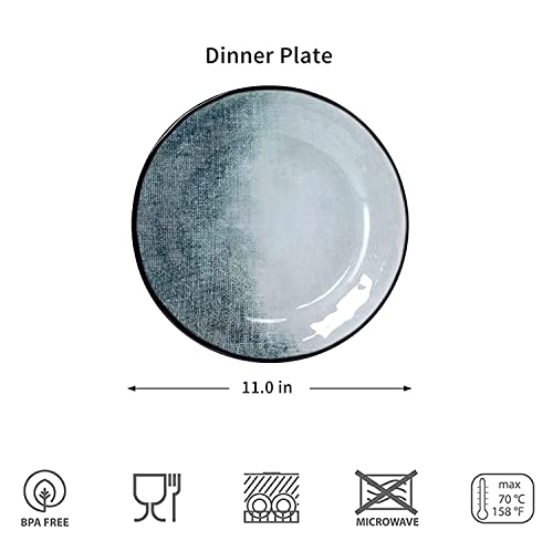 Gufaith Melamine Dinnerware Sets 6 Pcs, Melamine Plates, Outdoor Dinner Plates, Dishes Set For 6, Plates Set Green Plates Serving Platter, Unbreakable, Dishwasher Safe, Bpa Free,Green #TOP5