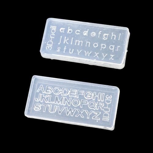 yueton Paquete de 2 moldes de silicona con letras 3D para arte de uñas, moldes de uñas del alfabeto, moldes de uñas hechos a mano para tallar uñas, herramientas de decoración de uñas, suministros de