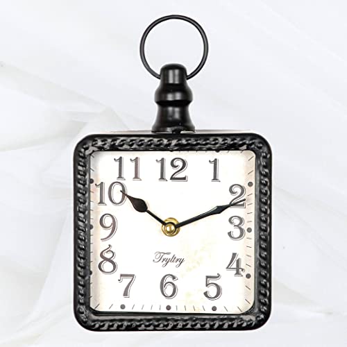 Tryltry Retro Rectangle Small Wall Clock, Battery Operated Silent Black Vintage Decor Wall Clocks, Antique Old Design Style, For Farmhouse,Kitchen,Bedroom,Bathroom Black Rectangle #TOP3