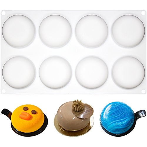 FUNSHOWCASE 8 Cavities Curved Round Stone Silicone Mold Tray per Cavity 2.4x2.4x1.1inch