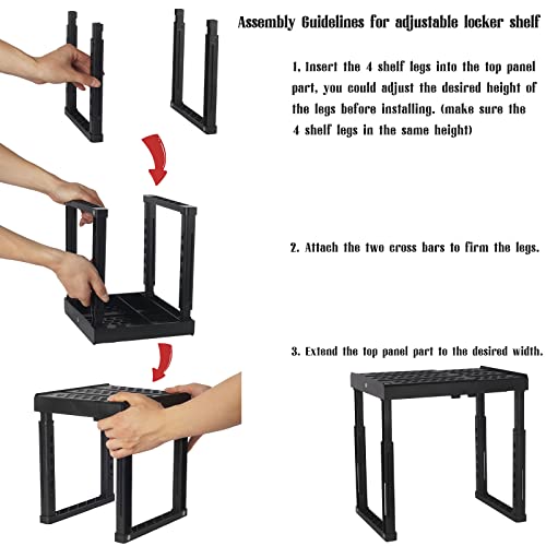 Svartur Adjustable Locker Shelf Organizer With Magnetic Locker Mirror And Pen Rack, Locker Organizer For Work, School, Office, Gym Locker, Black #TOP4