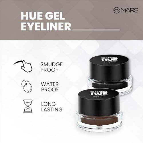 Image of MARS 2-In-1 Hue Gel Matte Eyeliner | Waterproof & Smudgeproof Formula | Stay Upto 24 Hours | Comes With 2 Brush Set (6.0 Gm) (Black & Brown)