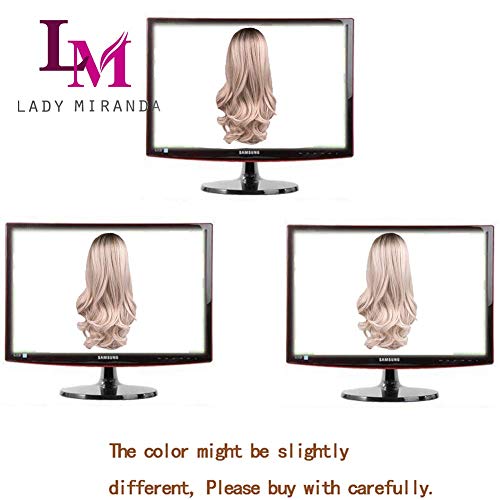 Lady Miranda Ombre Wig Brown To Ash Blonde High Density Heat Resistant Synthetic Hair Weave Full Wigs For Women(T/Ash Blonde) #TOP5