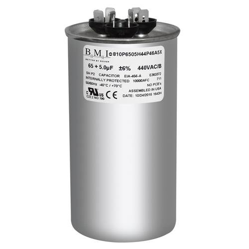 Motor Dual Run Capacitor Round 65 + 5 uf MFD 370 Volt VAC 12742