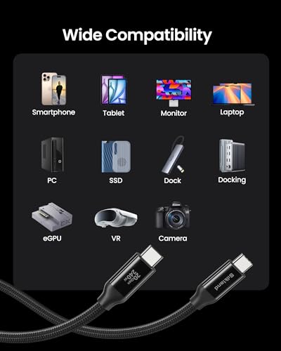 Image of Silkland USB 4 Cable 16.5FT /5M, 20Gbps Data Transfer, 5K /4K@60Hz, 240W | Braided USB C Monitor Cable Compatible for Thunderbolt 4 /3, MacBook, iPhone 17, VR Headset,
