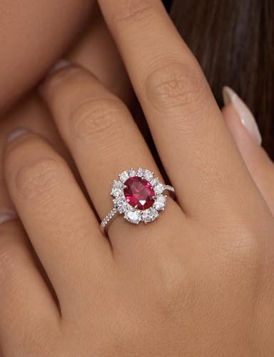 Michooyel S925 2.0ct Ruby Pigeon Blood Ring Oval Cut Engagement Ring Bands Wedding Ring Sterling Silver Cubic Zirconia Fine Jewelry For Women3