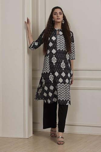 Image of BIBA Women Cotton Printed Straight Kurta