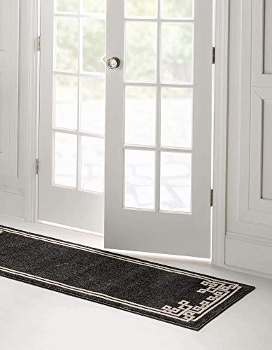 Tapete decorativo Unique Loom Athens Collection 2x6 ft Negro-Beige miniatura 2