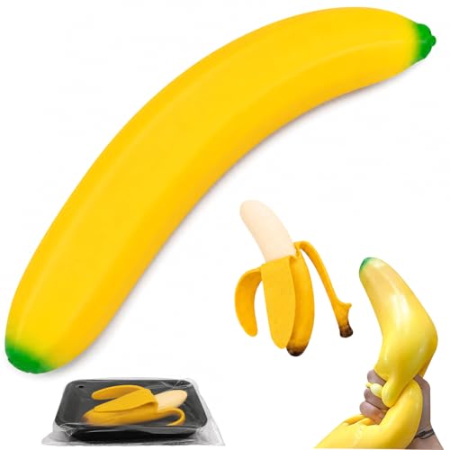 2Pcs Giant Banana Squishy Jumbo Size Soft Squeeze Fidget Set with Big & Real Bananas Fake Fruit Squishies for Stress Relief Cute Novelty Gift for Adults Office Home Decor