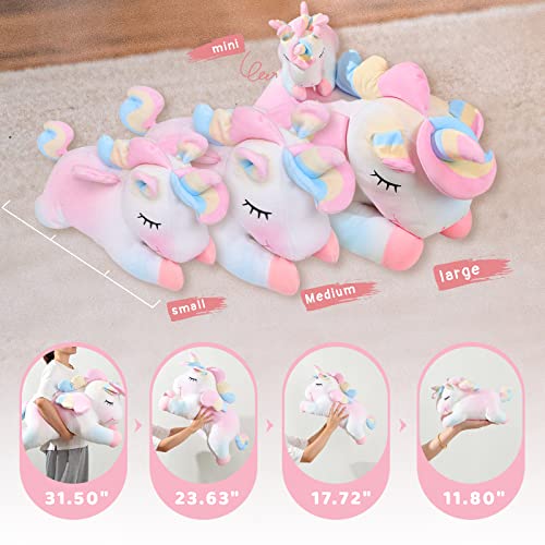 Aixini Plush Unicorn Stuffed Animal Pillows Toy, 31.5 Inch Cute Soft Colorful Rainbow Unicorn Plushie Gifts For Girls #TOP5