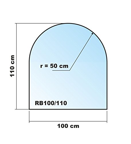 Funkenschutzplatte Rundbogen 100x110cm Schwarz Glasplatte mit Dichtung