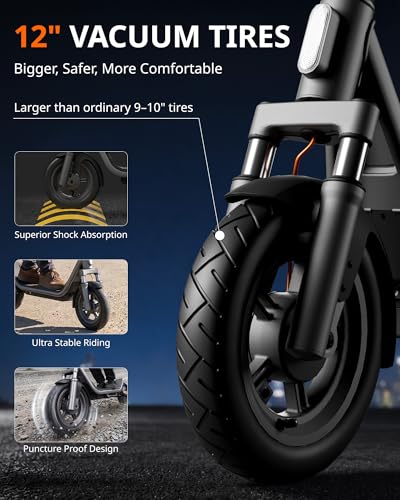 Image of AOTOS Electric Scooter for Adults, 20 MPH, 44 /28 Miles Range, 750W /650W Peak Motor, 12 inch Tubeless Tires, Suspension System, Foldable Commuter E Scooter with APP, Dual Brakes & Turn Signals, UL2272
