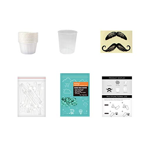 Clearful Épilation à la Cire de Nez Kit d'épilation Nez nacré pour Hommes et Femmes avec 8 Autocollant de Moustache 20 applicateur de Cire 10 gobelets en Papier sûr Rapide et indolore Cool Cover