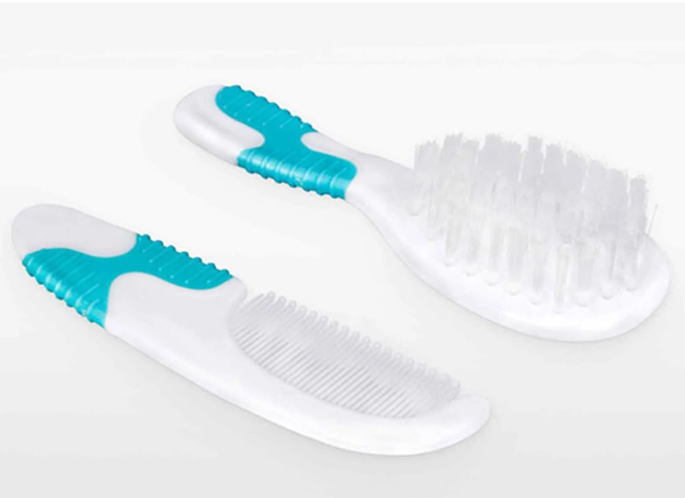 Babyhug Soft Grip Baby Hair Brush and Comb Set for Newborns & Toddlers Blue | Gentle Scalp Care | Environment Friendly | BPA Free | Round Tip | Soft | Massage| Stimulation | Multicolor-image-1