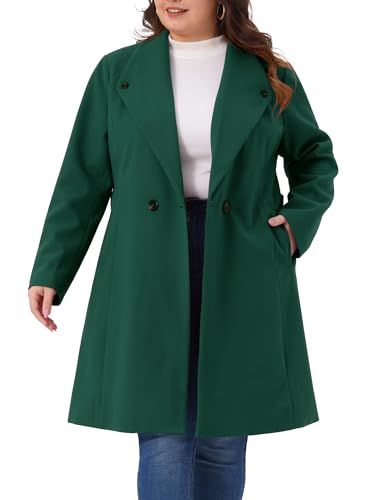 Agnes Orinda Plus Size Winter Coats for Women Lapel Single Breasted Belted with Pocket Pea Coats Trench Coats