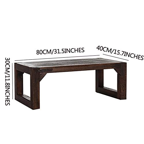 Table basse en bois massif marron 80x40x30 cm de style japonais - 4
