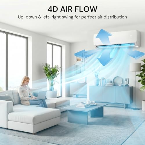 Image of MEPTY 9000BTU Mini Split AC /Heating System, 19 SEER2 Energy Efficient Mini Split Air Conditioner with Heat Pump, 110V Cools Up to 450sq.ft, Ductless Inverter AC Unit with Pre-Charged Condenser