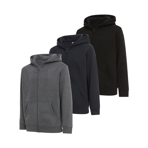 PURE CHAMP Boys Hoodies 3 Pack Fleece Pullover & Zip-Up Sweatshirts for Boys Kids Youth Plain Basic Everyday Wear Sizes 4-20
