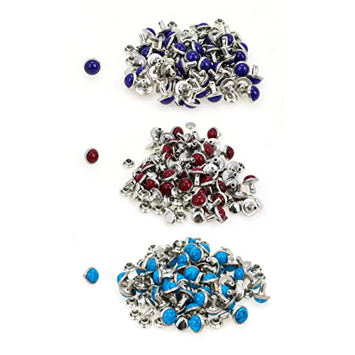 Bitray 3 Colors Rapid Rivet And Studs Imitation Turquoise Rivets Diy Leather Craft Rivets -100Pcs #TOP29