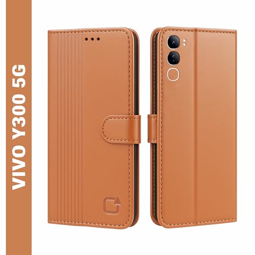 Image of AIBEX Shock Proof Flip Compatible for Vivo Y300 5G Flip Cover Leather Finish | Inside TPU with Card Pockets | Wallet Stand | Complete Protection Flip Case - Brown