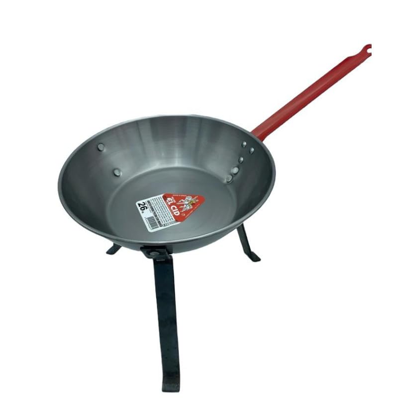 Sartén con patas de Acero Pulido 38 cm para Leña – Cocina Tradicional, Duradera