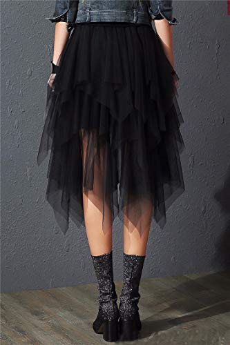 Geagodelia Tule rok dames meisjes elegant zacht knielang / lange zomerrok vintage tutu ruches tule rok one size 36/38/40 F-47737 - Image 5