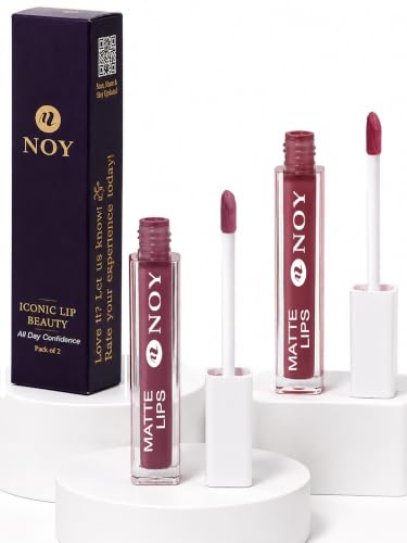 Image of NOY Sensational Nude Spectrum Waterproof, Kiss-Proof, No Fading Pure Matte Lipsticks For Every Skin Tone Nude Pink, Mauve Nude (Packs 2)#WC109