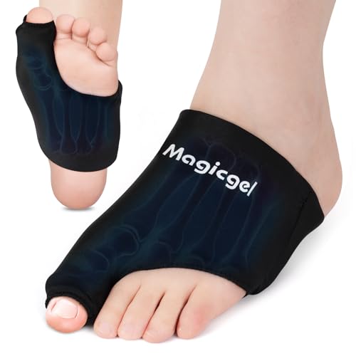 Magic Gel Foot Ice Pack Wrap & Toe Wrap for Gout Relief Bunion Plantar Fasciitis Turf Toe Broken Toe Swelling Foot & Toe Pain Relief Hot & Cold Gel Therapy Reusable Compression Support