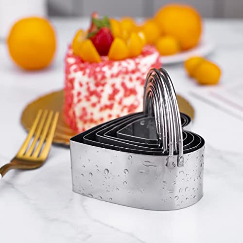 Huinf Cookie Cutter Set, Stainless Steel 5 Pieces Heart Biscuit Cutters With Handle,Professional Heart-Shaped Pastry Cutters For Pastries Doughs Doughnuts #TOP2
