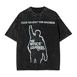 Mens Womens Rage Against The Music Machine Vintage Oversized T Shirt Short Sleeve Casual T Shirts for Men Women Medium Black