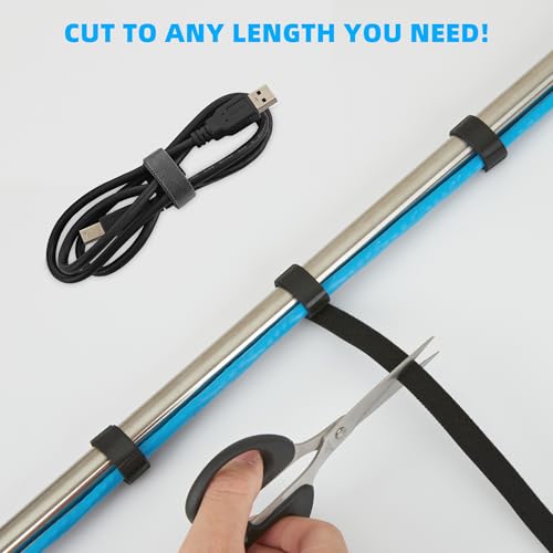 Image of 100 ft x 1 /2 inch Hook and Loop Roll, Reusable Fastening Cable Ties, Multi-Purpose Cable Management Wire Ties Cable Straps for Organizing Home, Office and Data Centers