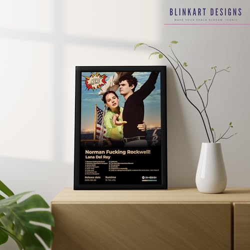 Image of BLINKART LanaDelRay - Norman Fucking Rockwell Wall Photo Frames | Wall Art for Bedroom, Living Room, Studio or Office | Album Cover Print with Spotify Song Link QR Code | Gift for Fans - 8x12 In