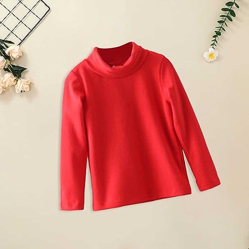 Betadog Toddler Mock Neck Tops Toddler Girl Boys Solid Color Long Sleeve High Neck Base Coat with Warm Top for 3 to 10 (1 Pc Red, 4-5 Years)4