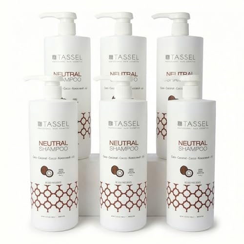 Champú Profesional Neutro Coco 1L x6 – Champú Profesional Peluquería para Todo Tipo de Cabello – Limpieza Suave Uso Diario y Equilibrado – Champú Formato Ahorro Grande Familiar (Pack de 6)