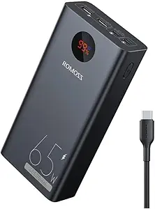 ROMOSS Power Bank, 40,000mAh 65W Portable Laptop Charger with USB C Fast Charging, External Battery Pack Compatible with MacBook Pro/Air, Dell XPS, iPad, iPhone 15, Samsung, Tablet, Steam Deck