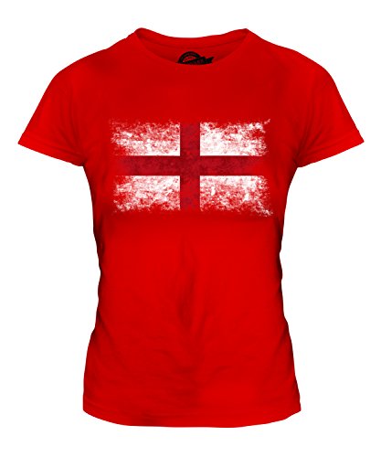 Candymix - England St George Distressed Flag - Ladies Fitted T Shirt Top T-Shirt, Size Small, Colour Red
