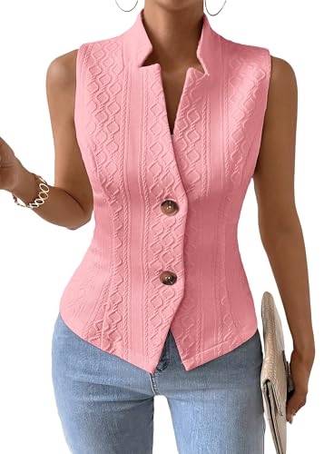 Image of Mina Self Women's 2026 Summer Lightweight Knit Vest Top - Breathable Stretchy Floral Trendy Casual Work Office Slim Waistcoat