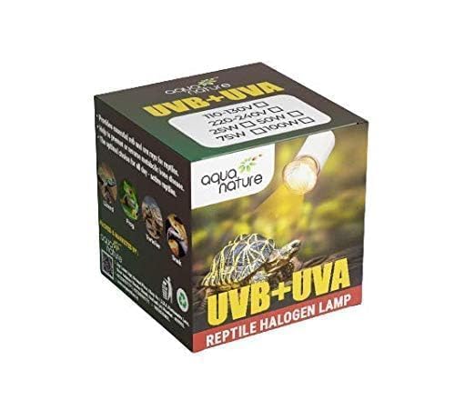 AquaNature Turtle Reptile UVB Ultraviolet Basking Heat Light Bulb Combo, UVA | UVB 3.0 220-240v Halogen Lamp for Turtle, Tortoise, Aquarium, Terrarium, Heat Lamp, UV Light (50w)