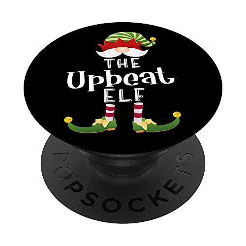 Upbeat Elf Group Christmas Funny Pajama Party PopSockets Swappable PopGrip, Black