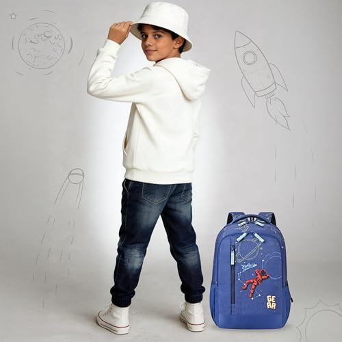 Image of Gear Lost In Space 17 inch /30L Large Water Resistant School Bag | Casual Backpack | Daypack | Travel Backpack | Kids Bag for Boys /Girls (Navy - Mint)